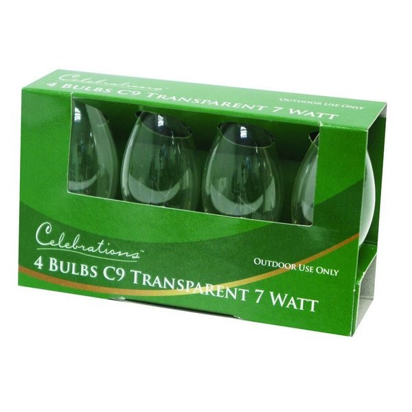 Celebrations Incandescent C9 Clear/Warm White 4 ct Replacement Christmas Light Bulbs BU4C9TCLA